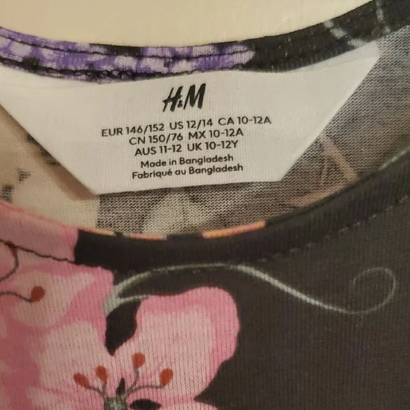 H&M Dark Gray Dress with Vibrant Floral Pattern - Picture 2 of 3